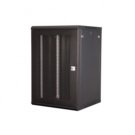 Шкаф 19" телекоммуникационный настенный, 18U 901x600х600 мм, дверь перфорация, черный